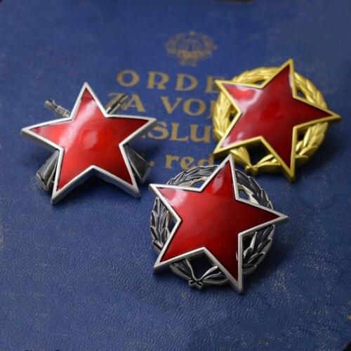 WW II CCCP Soviet Union Badges Yugoslav Venus Guards Officers Cap Guerrilla Red Five-Pointed Star USSR Medal Brooch Pin