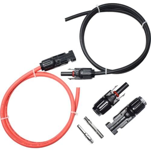 1 Pair Solar Panel Extension Cable Copper Wire Black and Red with solar Connector Solar PV Cable 4mm²/2.5mm2 10/12AWG