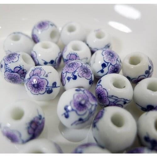 10# 40pcs Jingdezhen Ceramic Beads Not Glass Wholesale Porcelain Bead For Jewelry Making 10mm Beads #A309C