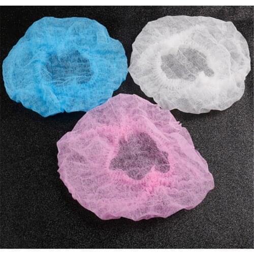 10PCS Double Ribbon Non-woven Disposable Shower Caps Pleated Anti Dust Hat Women Men Bath For Spa Hair Salon Beauty Accessories