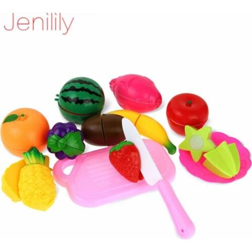13Pcs DIY Pretend Play Fruit Cutting Kitchen Food Toys Cocina De Juguete Toy Pink Blue Girls Gift for Children