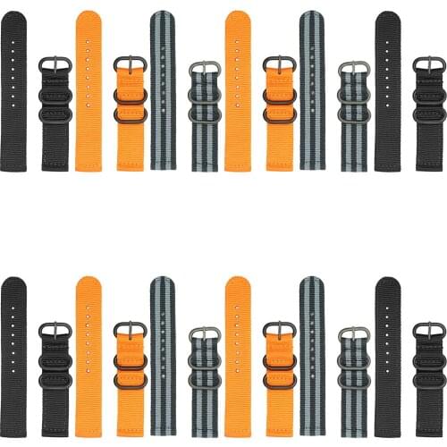 18,20,22,24mm Black Nylon Watch Strap Replacement Woven Fabric Watch Band