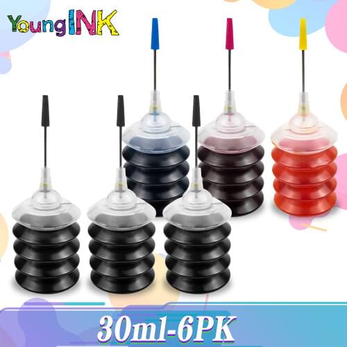 2-6 Pcs Universal 30ML Bottle Dye Ink Black Refill Ink kit Replacement For HP For Canon For Brother For Epson Printer