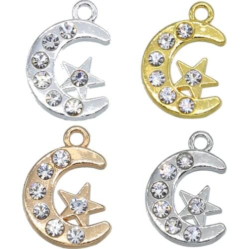 8pcs Supplies For Jewelry Rhinestones Allah Muslim Crescent Moon Charm Connector Accessories Islamic Jewelry DIY Making
