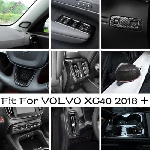 Carbon Fiber Accessories Head Lamps / Air AC / Gear Box / Rearview Mirror Decoration Frame Cover Trim For VOLVO XC40 2018 - 2021