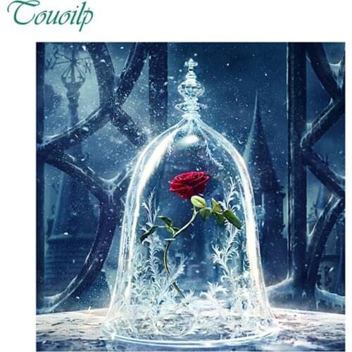 Diamond Embroidery DIY Diamond Painting Red Rose Flower Ice,beauty and beast, Diamond Painting Cross Stitch Rhinestone Decor