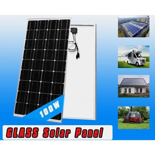 Aluminum Frame Solar Panel 200W 100W Solid 18V Rigid Solar Panel Glass Temper Monocrystalline Cell 12V 24V Battery Charger