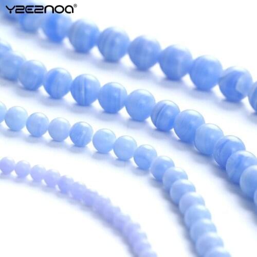 Natural Stone Beads Aquamarines Chalcedony Round Loose Beads For Jewelry Making Bracelets Needlework NecklaceDIY Accessories