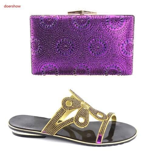 Doershow Italian Shoes and Bag To Match Shoes with Bag Set Decorated with Rhinestone Sales In Women Matching Shoe and Bag SBV1-8