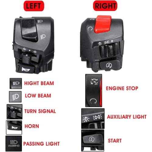 12V Electrical Start Switch Double Throttle Universal 7/8" Motorcycle Handlebar Control Switches Horn Turn Signal Headlight