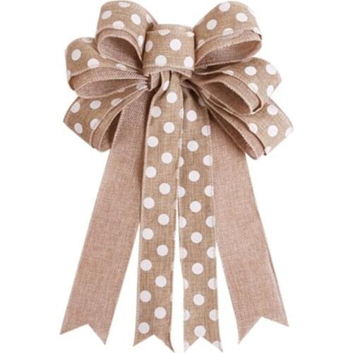 Christmas Bows Khaki Christmas Ribbon Bow Xmas Tree Ornaments New Year Party Dec