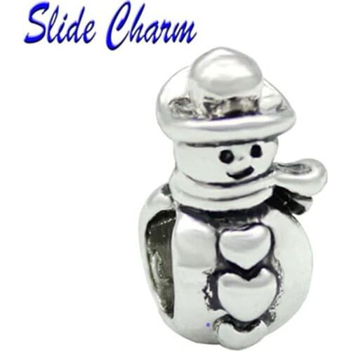 European DIY hats love snowman charm beads suitable for Pandora bracelet jewelry handmade Christmas gifts