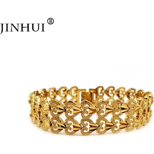Jin Hui Fashion New African Ethiopia Gold color Men Bracelet Women Party Ornament Luxury Gifts for Friends Dubai Bangle Jewelry