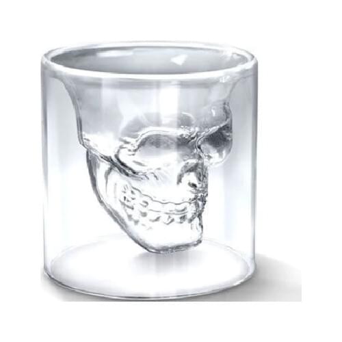 JOYLIVE Creative 4 Sizes Of Brandy Double Glass Wine Glass Pirate Head Skull Crystal Transparent Beer Glass Vodka Wine Glass