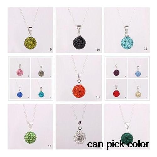 Jtu57 !mixed Fashion Micro Pave CZ clay women gift Pendant Silver Plated Chain crystal Necklace