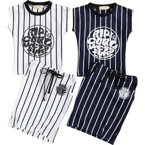 Wallarenear 2-7Years Toddler Kids Baby Girls Fashion 2Pcs Outfit Set Short Sleeve Letter Print Striped Tops+Skirt Set