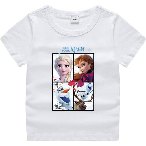 Frozen Anna Elsa Princess Baby Girls Clothes Olaf Sven Cartoon Print T Shirt Funny Child Girl Boy Short Sleeve 100% Cotton Tees