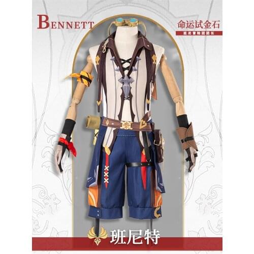 STOCK Game Genshin Impact Cospaly Bennett Costumes Mens Game Suit Sizes XS-XL 2021 New
