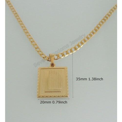 Min order 10$ CAN MIX DESIGN/ - YELLOW GOLD OVERLAY FILLED BRASS 24" CUBAN NECKLACE&LETTER L INITIAL PENDANT/Great Gift