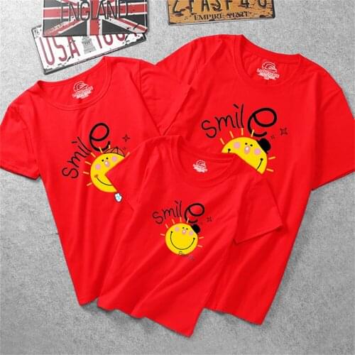 New 2021 Summer T Shirt Printing Cotton Family Casual Baby Parents Clothes Red Streetwear Funny Sweet Girls Harajuku Loose