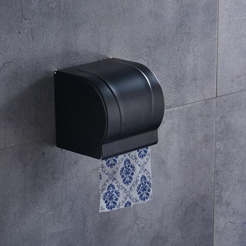 Bulk Sale Toilet Paper Holder Black Finish Aluminum Bathroom Accessories Tissue Holder Toilet Roll Holder With Phone Storage