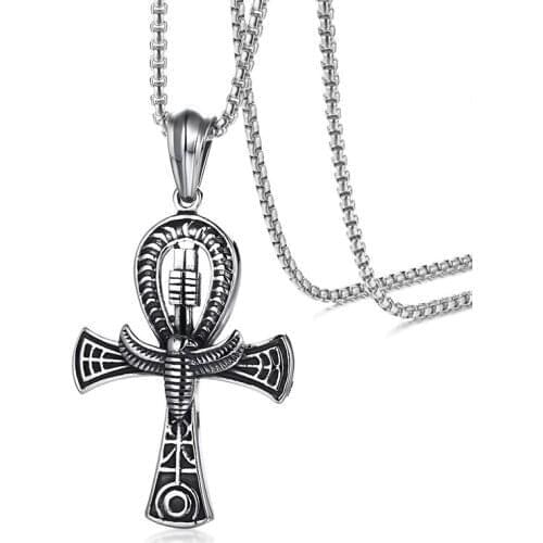 Titanium Steel Anka Cross Pendant Retro Necklace New Product Accessories N00714