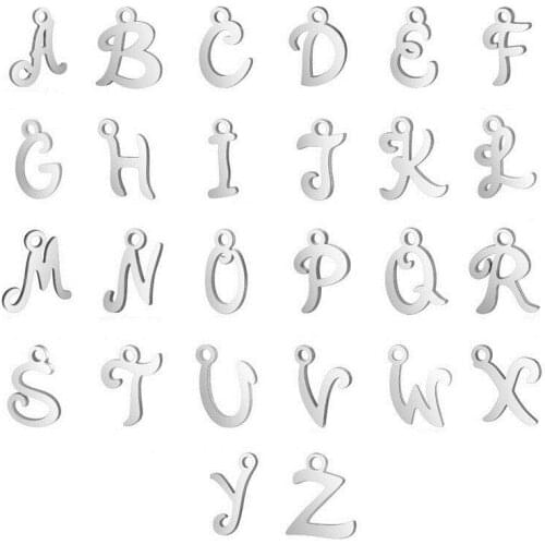 10pc/bag Floating Charms Stainless Steel 26 Letter Pendant English DIY Jewelry Accessories Small Pendant Stainless Steel Jewelry