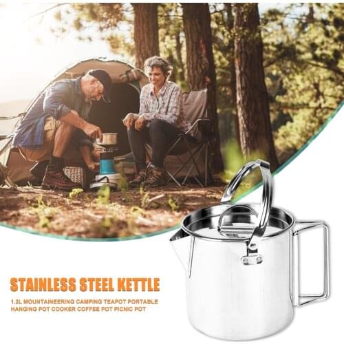Hiking Cooking Kettle with Lid Lightweight Portable Outdoor Camp Coffee Pot for Family Outdoor Camping Accessories