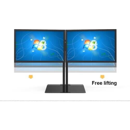Full Rotation 15"-27" Dual Screen Monitor Holder LCD TV Mount Desktop Stand Base S031