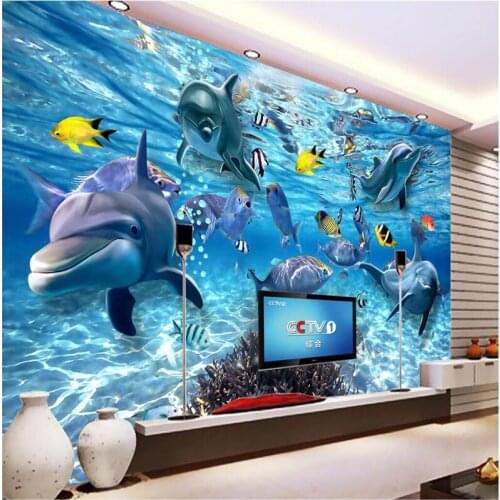 Custom photo wallpaper 3D stereo underwater world of marine fish living childrens room TV background 3d mural wall paper