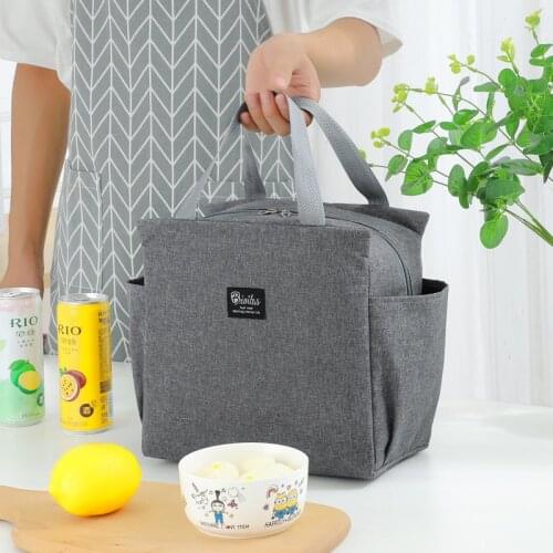 Portable Double-pocket Insulated Lunch Box Aluminum Foil Thickened Lunch Box Insulated Bag with Lunch Box Lunch Box Bag