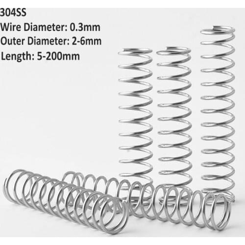 304 Stainless Steel Compression Springs Y-shaped Spring Wire Diameter 0.3mm Outer Diameter 2/3/4/5/6mm Length 5mm-200mm
