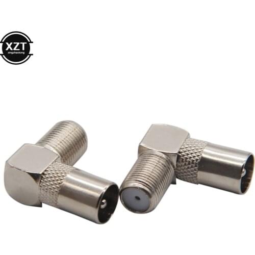 2pcs/Set F-Type Female Aluminium Alloy 90 Degree Right Angle TV Aerial Antenna Plug Connector Adapter Plug to Socket Coax Cable
