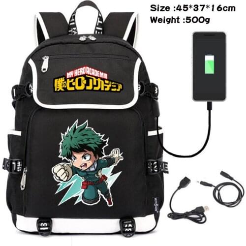 Anime Boku No Hero Academia Men Women USB Charging Laptop Travel Backpacks Boy Girl Teenager Student School Backpack