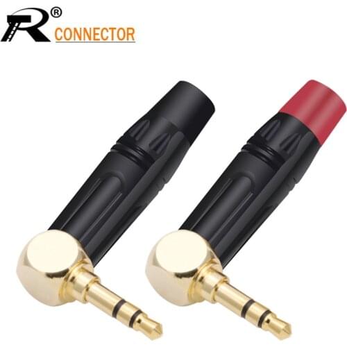2pcs Smooth Black Right Angle 3.5mm 3 Poles Stereo Male Plug Gold Plated Soldering 3 Pins 3.5mm Stereo Plug DIY Headphone Jack