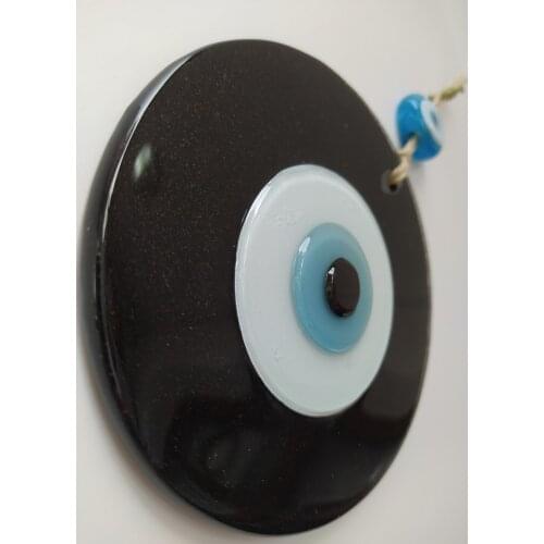 Black Evil Eye 12cm Glass Bead Pendant Charm Turkish Handmade Big Amulet for Wall Hanging Talisman Boho Home / Room Decor