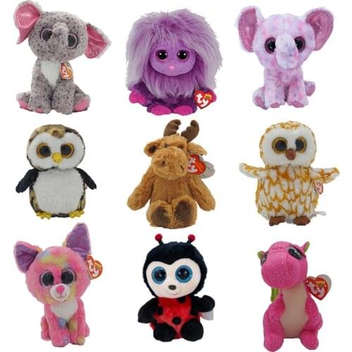 Ty Beanie Boos Big Eyes Elephant Owl Ladybug Fawn Octopus Cat Soft Plush Toy Dolls Christmas Birthday Gift For Kids 15CM