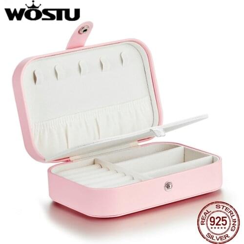 WOSTU Universal Jewelry Organizer Display Travel Jewelry Case Boxes Portable Jewelry Box Button Leather Storage Zipper Jewelers