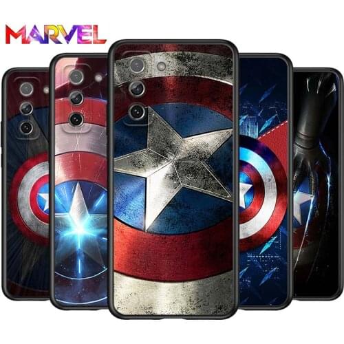 Shield captain america marvel for Samsung Galaxy S21 Ultra Plus Note 20 10 9 8 S10 S9 S8 S7 S6 Edge Plus Black Soft Phone Case