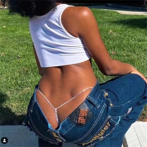 2021 sexy Rhinestone accessories letter thong womens waist chain gold silver fashion BLING personalized underwear jewelry