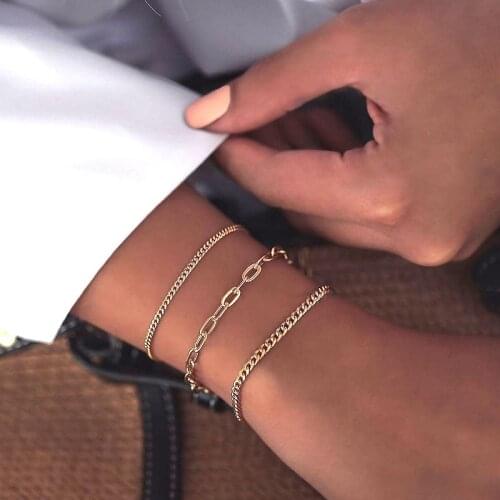 2021 Classic Cuba Chain Women Bracelet Width 3/5mm Stainless Steel Paper Clip Link Bracelet For Women Party Jewerly Gift