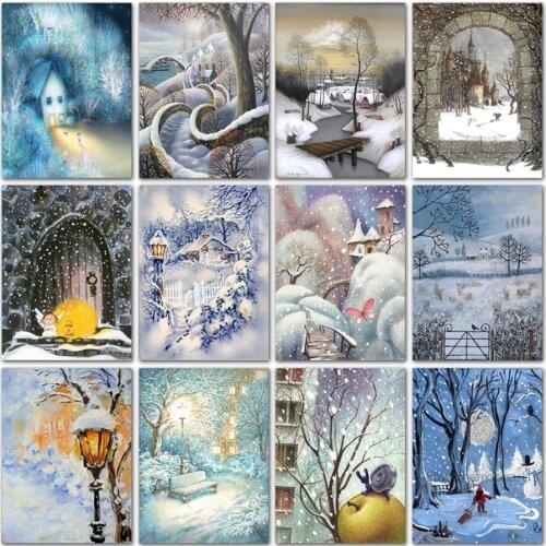 Winter diamond Embroidery Paint Full Snow Scenery Diamand Painting Complet Stones Picture Wall Stickers New Hobby Diamond Dotz