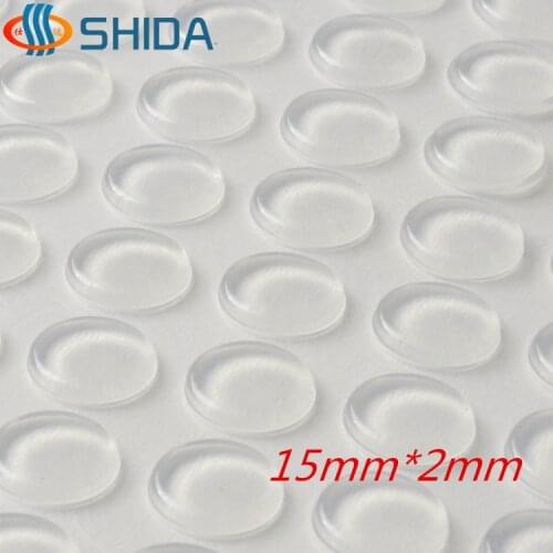100PCS 15*2mm Clear/Black Self Adhesive Anti Slip Silicone Rubber Feet Pads,Flat Silica Gel Shock Absorber Pads For Glass Table