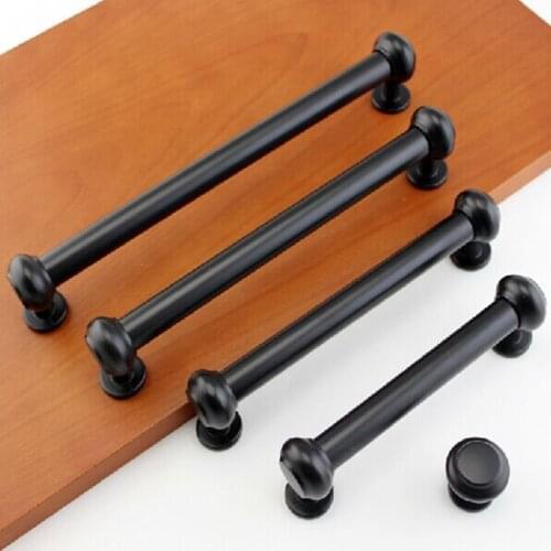 128mm 160mm 192mm 224mm 256mm modern simple black kitchen cabinet wardrobe cupboard door handles antique black drawer knobs pull