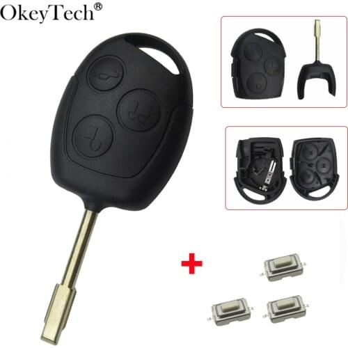 OkeyTech 3 Button Micro Switch Car Key Shell For Ford Mondeo Focus 2 3 Festiva Fiesta Transit Remote Replacement Cover Case Fob