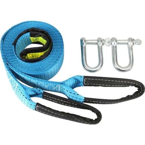 3M/5M Car Towing Rope Strape Cable With U Hooks Shackle High Strength Nylon With Reflective Light Car Truck Road Accessories