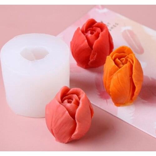 3D Three-dimensional Tulip Bud Mold Candle Mold DIY Dessert Fondant Flowers Chocolate Baking Mold