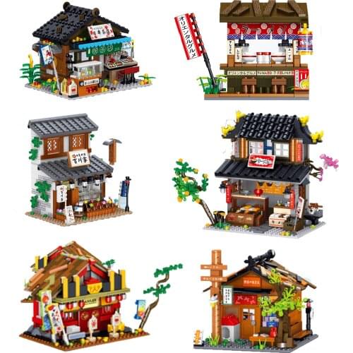 Tea House Baichuanjia Fish Restaurant Ramen Shop Japanese Street Scene Simulation Building Blocks Build 6-Year-Old Children Toys