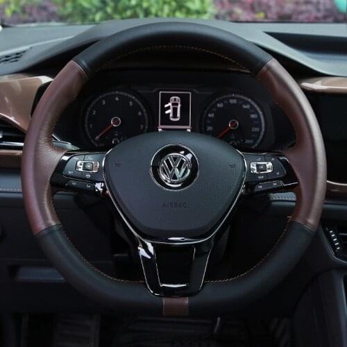 For Volkswagen Tayron Tharu Tange Lamando Lavida CC Passat Polo Hand-sewn Leather Car Steering Wheel Cover Set Car Accessories