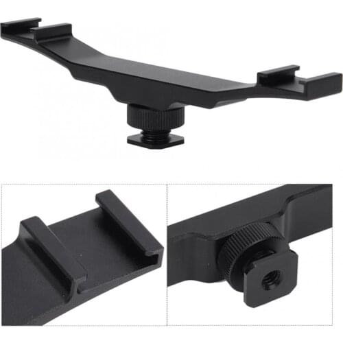 Double End Cold Shoe Mount Bracket Rod Hot Shoe Extension Mount Bar for DSLR Camera with LED Video Light Microphone Monitor